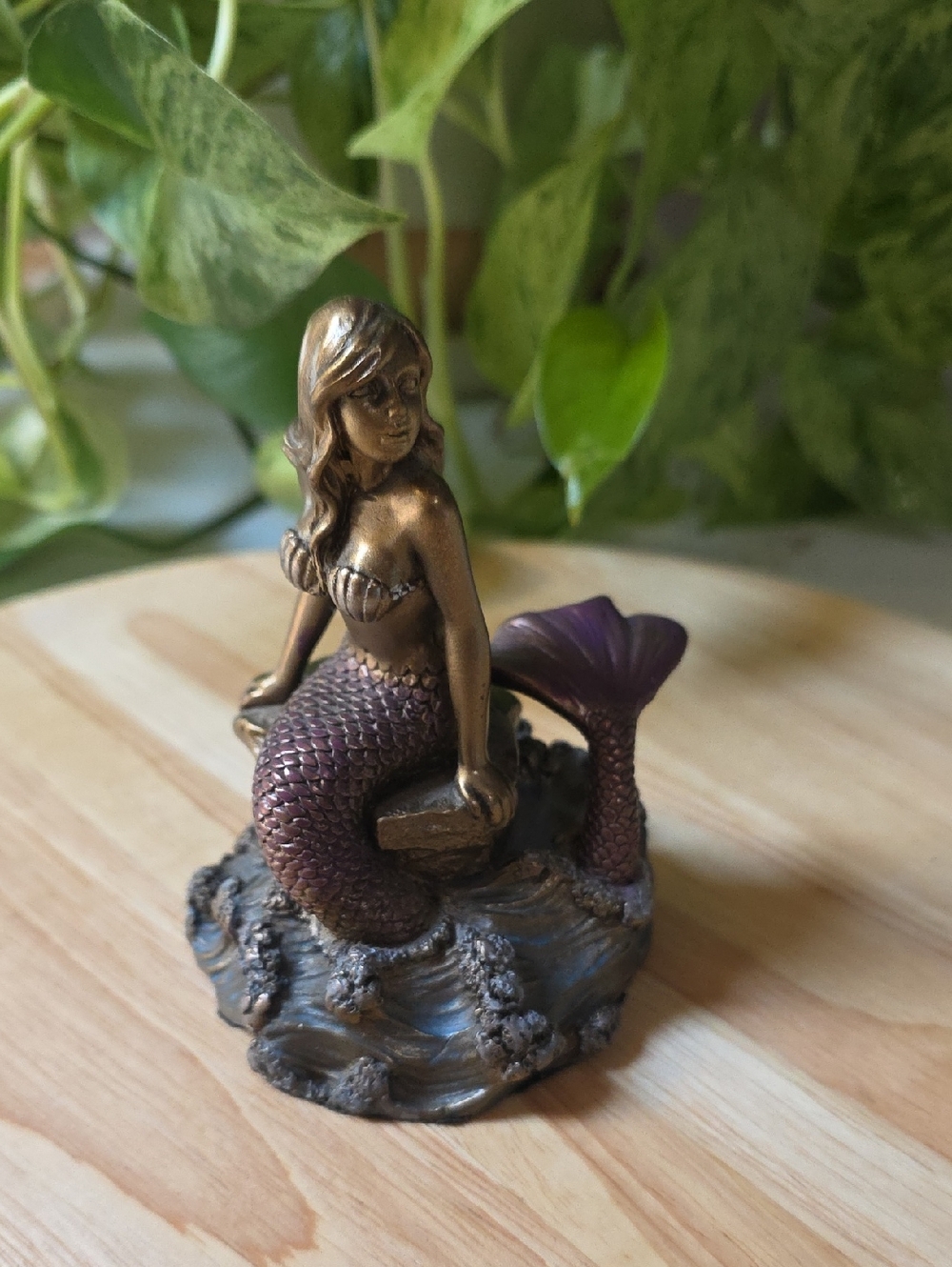 Summit Collection YTC bronze colored ocean Mermaid on rock figurine